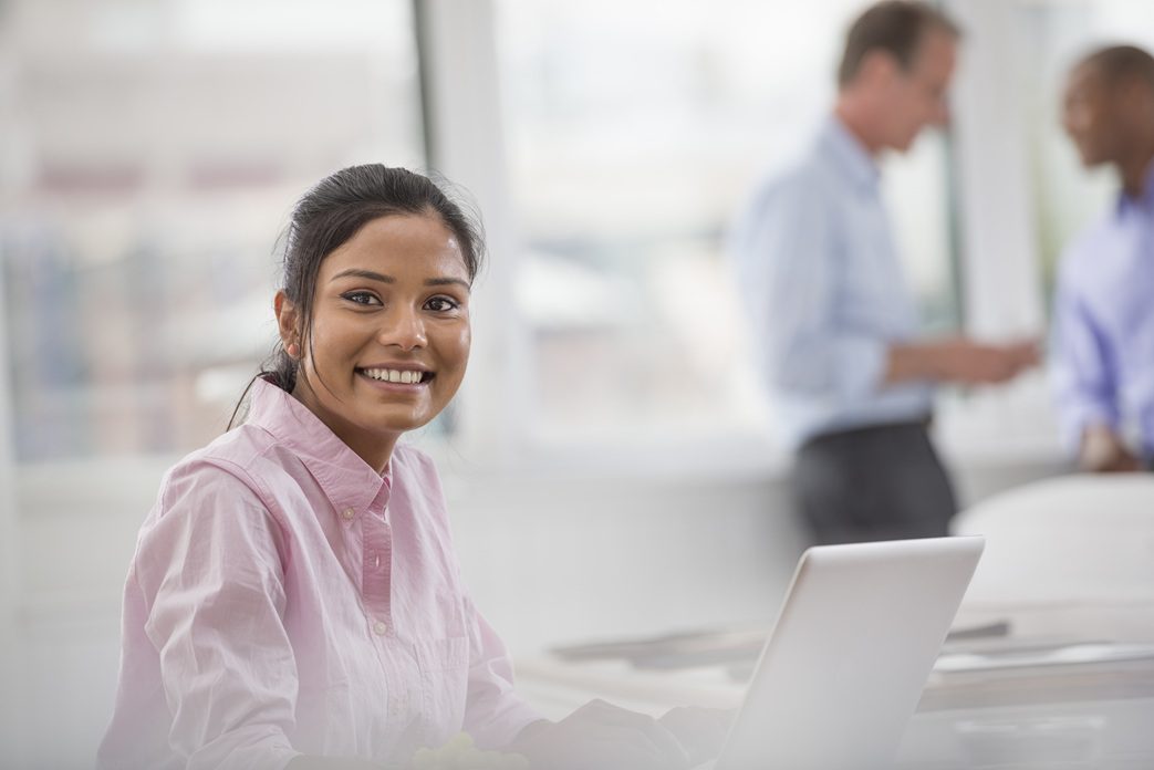Accounting professional working on QuickBooks Online to manage business finances